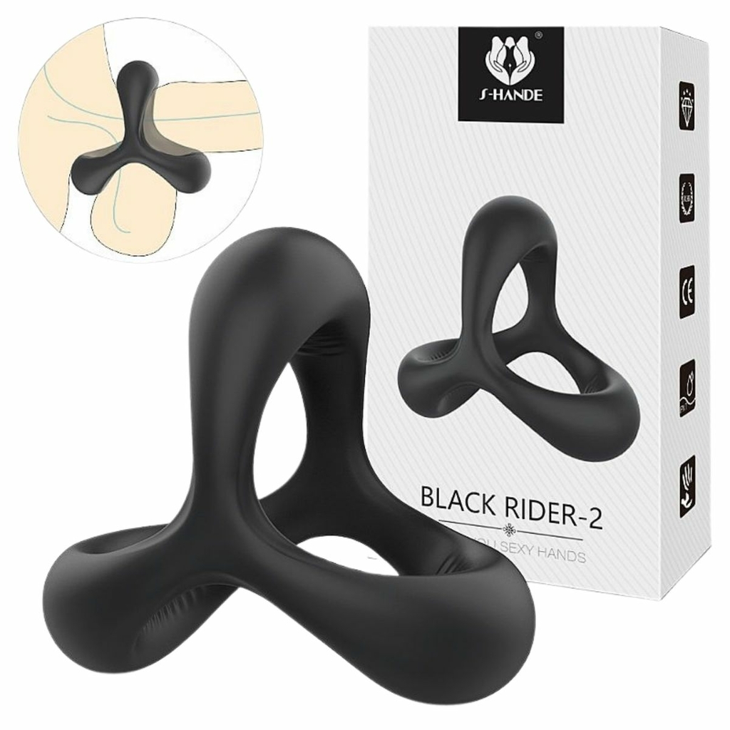 Anel Peniano Black Rider Triplo em Silicone Prolonga Ereção