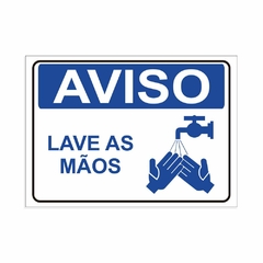 Placa de Sinalização Aviso Lave as Mãos em Pvc