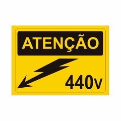 Placa de Sinalização Atenção 440 Volts em Pvc