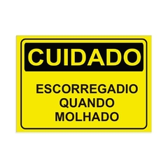 Placa de Sinalização Cuidado Escorregadio Quando Molhado