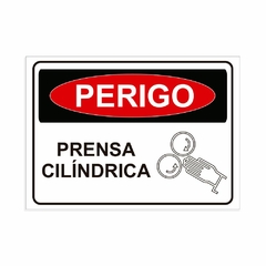 Placa de Sinalização Perigo Prensa Cilíndrica em Pvc