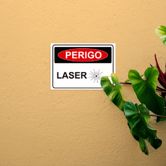 Placa de Sinalização Perigo Laser em Pvc - SigmaDecor