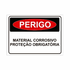 Placa de Sinalização Perigo Material Corrosivo Proteção