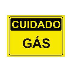 Placa de Sinalização Cuidado Gás em Pvc