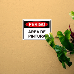 Placa de Sinalização Perigo Área de Pintura em Pvc - loja online