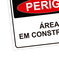 Placa de Sinalização Perigo Área em Construção em Pvc - comprar online