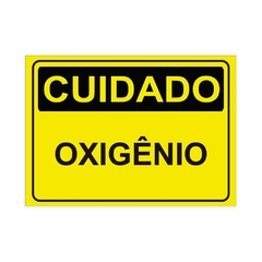 Placa de Sinalização Cuidado Oxigênio em Pvc