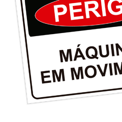 Placa de Sinalização Perigo Máquinas em Movimento em Pvc - comprar online