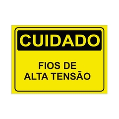 Placa de Sinalização Cuidado Fios de Alta Tensão em Pvc