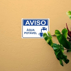 Placa de Sinalização Aviso Água Potável em Pvc - SigmaDecor