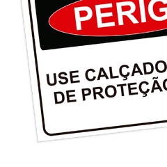 Placa de Sinalização Perigo Use Calçados de Proteção em Pvc - comprar online