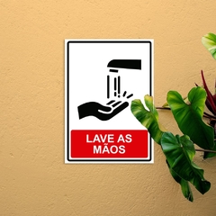 Placa de Sinalização Lave as Mãos - SigmaDecor