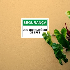 Placa de Sinalização Segurança Uso Obrigatório de Epi