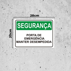 Placa de Sinalização Segurança Porta Emergência Manter na internet