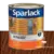 Can of Sparlack marine varnish for exterior use, featuring a wooden surface design.