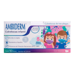 CUBRE BOCAS INFANTIL MULTICOLOR AMBIDERM C/50 pzs.