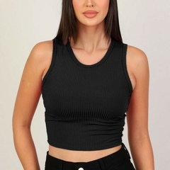 Blusa Cropped Regata Feminina Com Tecido Canelado - comprar online