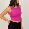 Blusa Cropped Regata Feminina Com Tecido Canelado