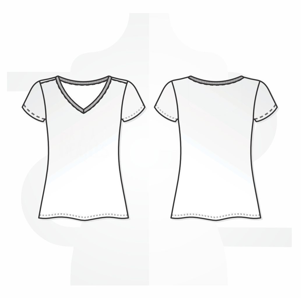 Molde Camiseta plus size feminina t-shirt manga curta decote v CPM123