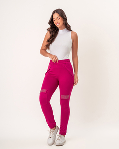 CALÇA DE MOLETINHO COM BOLSO FRONTAL - FUCSIA - comprar online