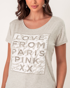 BLUSA/T-SHIRT DE MALHA LOVE FROM PARIS - MESCLA/CINZA - comprar online