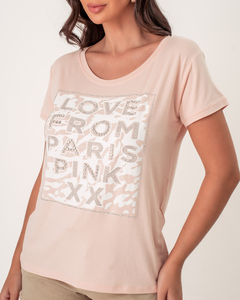 BLUSA/T-SHIRT DE MALHA LOVE FROM PARIS - ROSA CLARO - comprar online