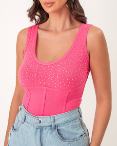 CROPPED TIPO CORSET RIB - PINK - comprar online