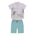 Conjunto Masculino Camisa Cambraia Estampada e Shorts Color Azul Paraiso 14063 - comprar online