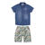 Conjunto Masculino Camisa Jeans E Shorts Estampado Verde Paraiso 14113 - comprar online