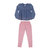 Conjunto Feminino Blusa Jeans Franzida com Bordado e Calça Sarja Rosa Paraiso 13225 - comprar online