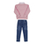 Conjunto Feminino Blusa Bordada e Calça Jeans Rosa Paraiso 13172 na internet