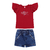 Conjunto Feminino de Blusa Bordada e Shorts Jeans Detalhe em Ponto Cruz Paraiso - comprar online