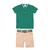 Conjunto Masculino Camiseta com Abertura de Botão Detalhe Bordado e Shorts Sarja com Cinto Paraiso - comprar online