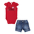 Conjunto Feminino Body Bordado e Shorts Jeans com Bordado Paraiso 10770 - comprar online