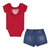 Conjunto Feminino Body Costas Cavada e Shorts Saia Vermelho Paraiso 13975 - comprar online
