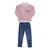 Conjunto Feminino Blusa Bordada e Calça Jeans Rosa Paraiso 13172 - comprar online