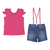 Conjunto Feminino de Shorts Jeans e Blusa Em Malha Pink Paraiso 12491 - comprar online