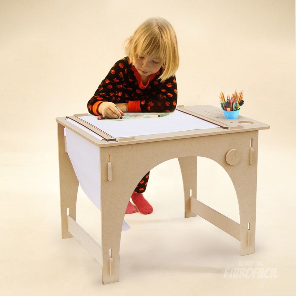 Mesa De Dibujo Infantil Montessori Atril + Rollo Papel