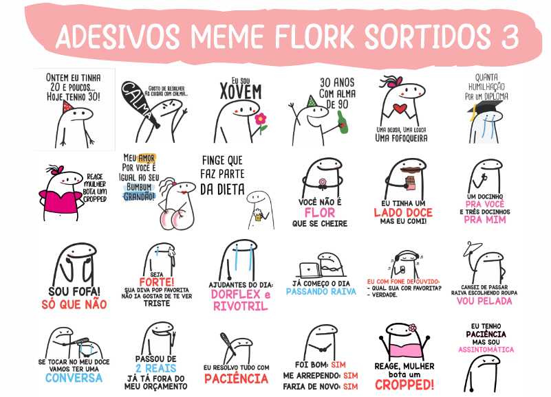 24 ADESIVOS MEME FLORK - Comprar em Gráfica Noslhama