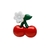 Botão Infantil Cereja Vermelha Flor Branca 12 un