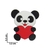 Aplique Emborrachado - 5 Unidades - Panda Coração Vermelho