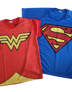 Kit 3 camisetas de Carnaval Superman e Mulher Maravilha