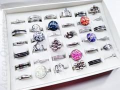 Lote 12 Anillos Premium Variados Acero Quirurgico X Mayor