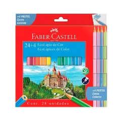 Lápis De Cor Faber Castell 24 Cores + 4 Pastel