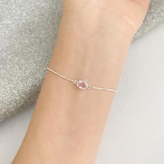 Pulseira de Prata Oval Rosa - comprar online