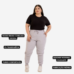 Calça Jogger Skinny Feminina Plus Size Em Ribana Canelado.