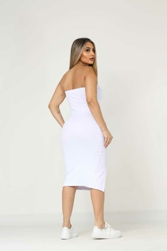 Vestido Tomara Que Caia Midi Tubinho Modelador Fenda Lateral na internet