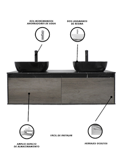 Gabinete Para Baño Con Doble Lavabo ANTON Minimalista en internet