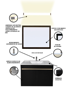 Gabinete De Baño Con Lavabo VINVENT Con Espejo Y Lampara - comprar en línea