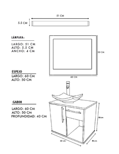 Gabinete Para Baño Con Lavabo AGATHA Con Lampara Y Espejo - tienda en línea